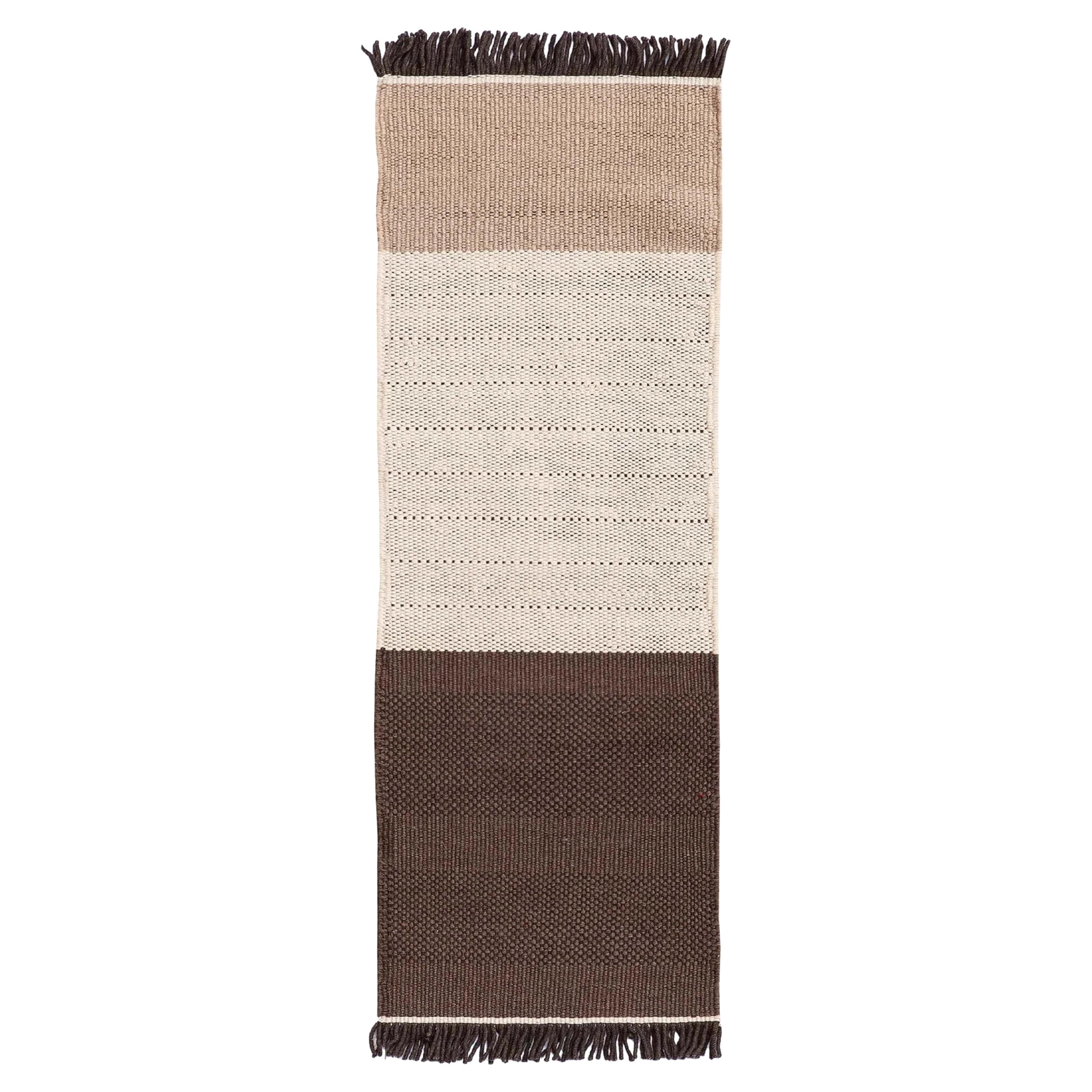 Elisa Padrón Tres Stripes Runner L Rug Chocolate 2'8" x 7'10" for NaniMarquina