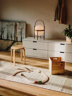 Elisa Padrón Tres Stripes Runner L Rug Pearl 2'8" x 7'10" for NaniMarquina