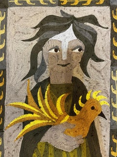 Elisabeth Baillon, Tapestry, the Girl with the Rooster, circa 1960, France