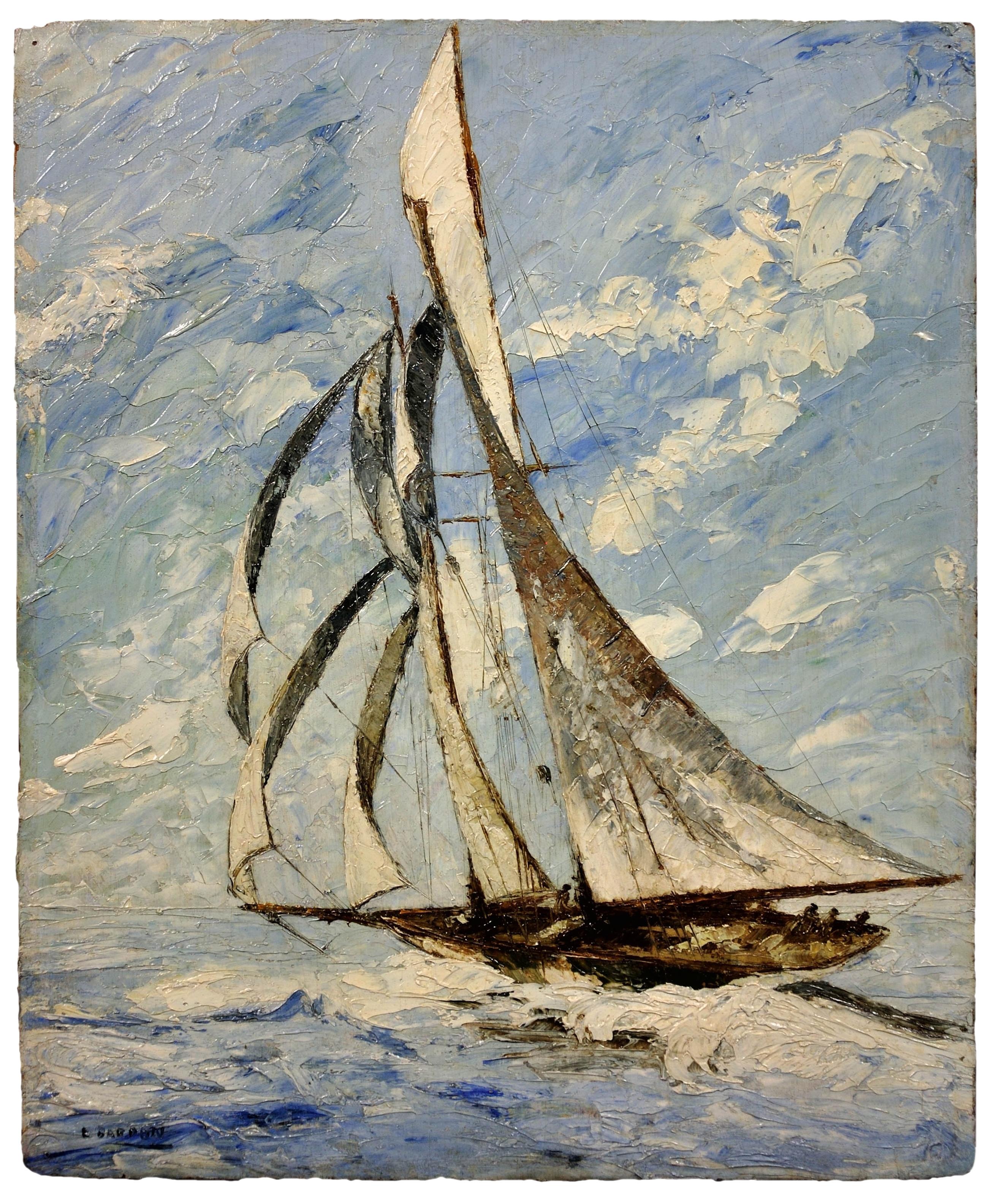 Gitan de l'océan. Sheets Down, Turning to Windward, Decadence des années 1930 - Art déco Painting par Elisabeth Bardon