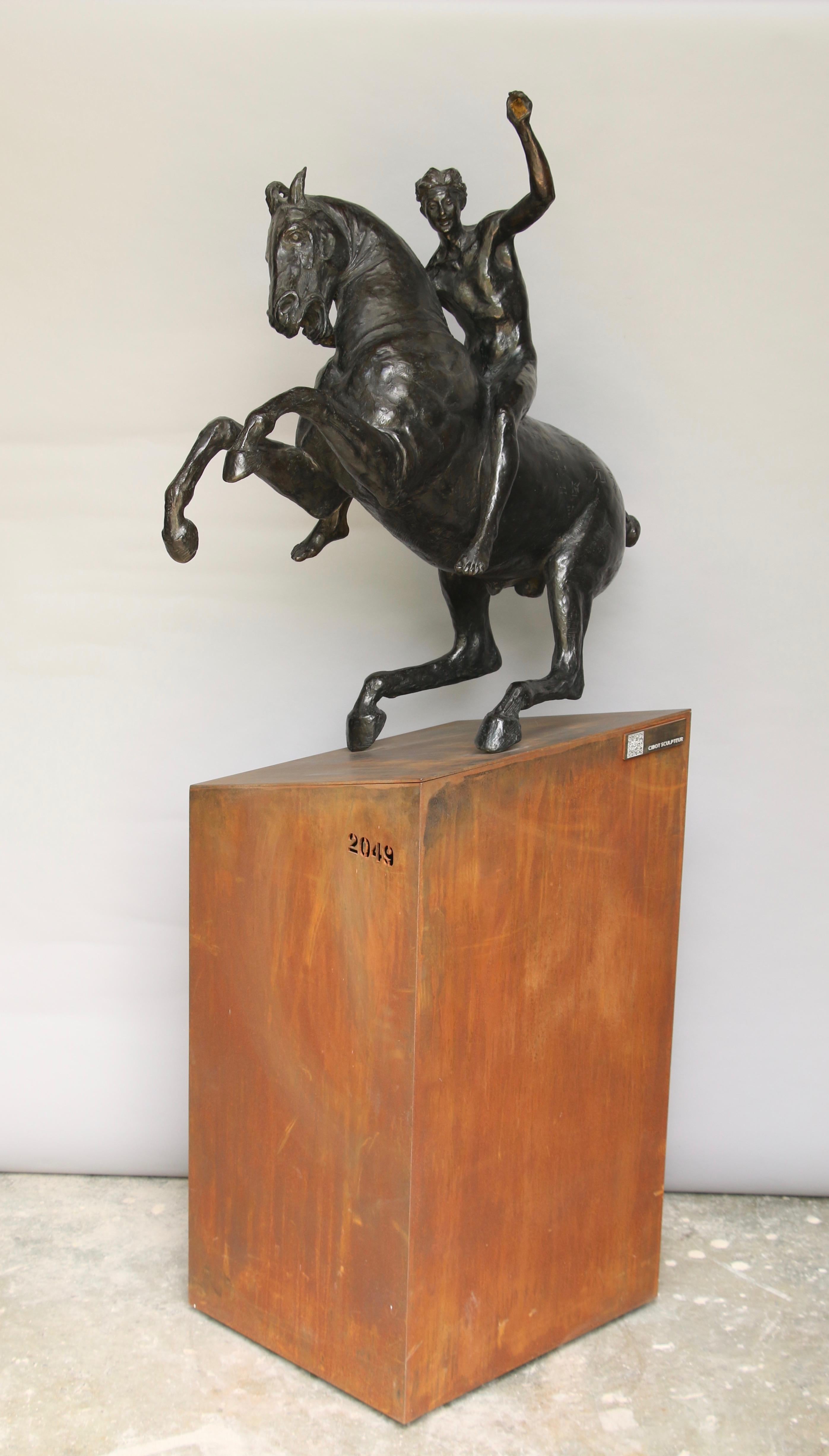 2049 Rider Big Model Bronze  - Sculpture by Elisabeth Cibot
