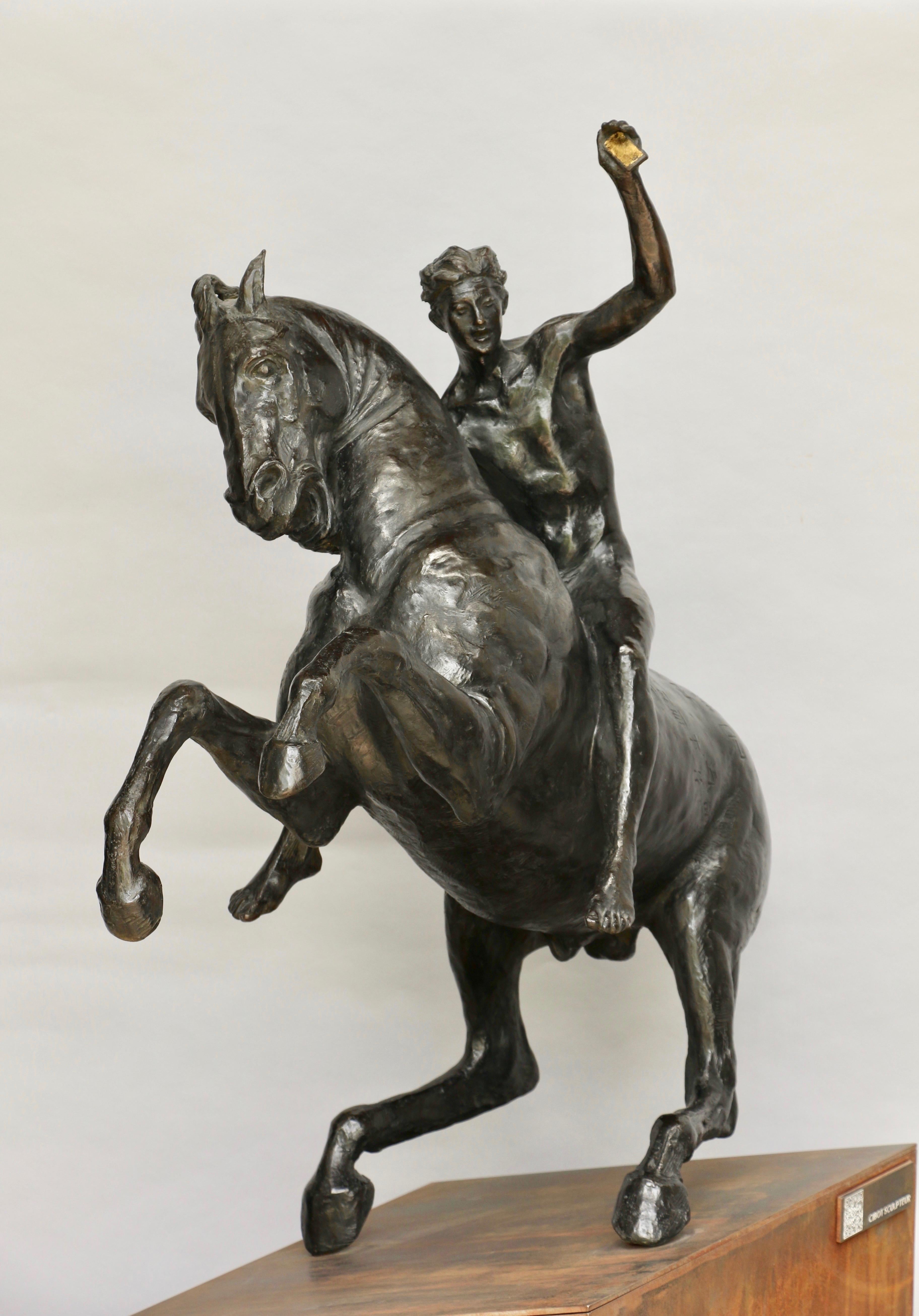 Elisabeth Cibot Figurative Sculpture - 2049 Rider Big Model Bronze