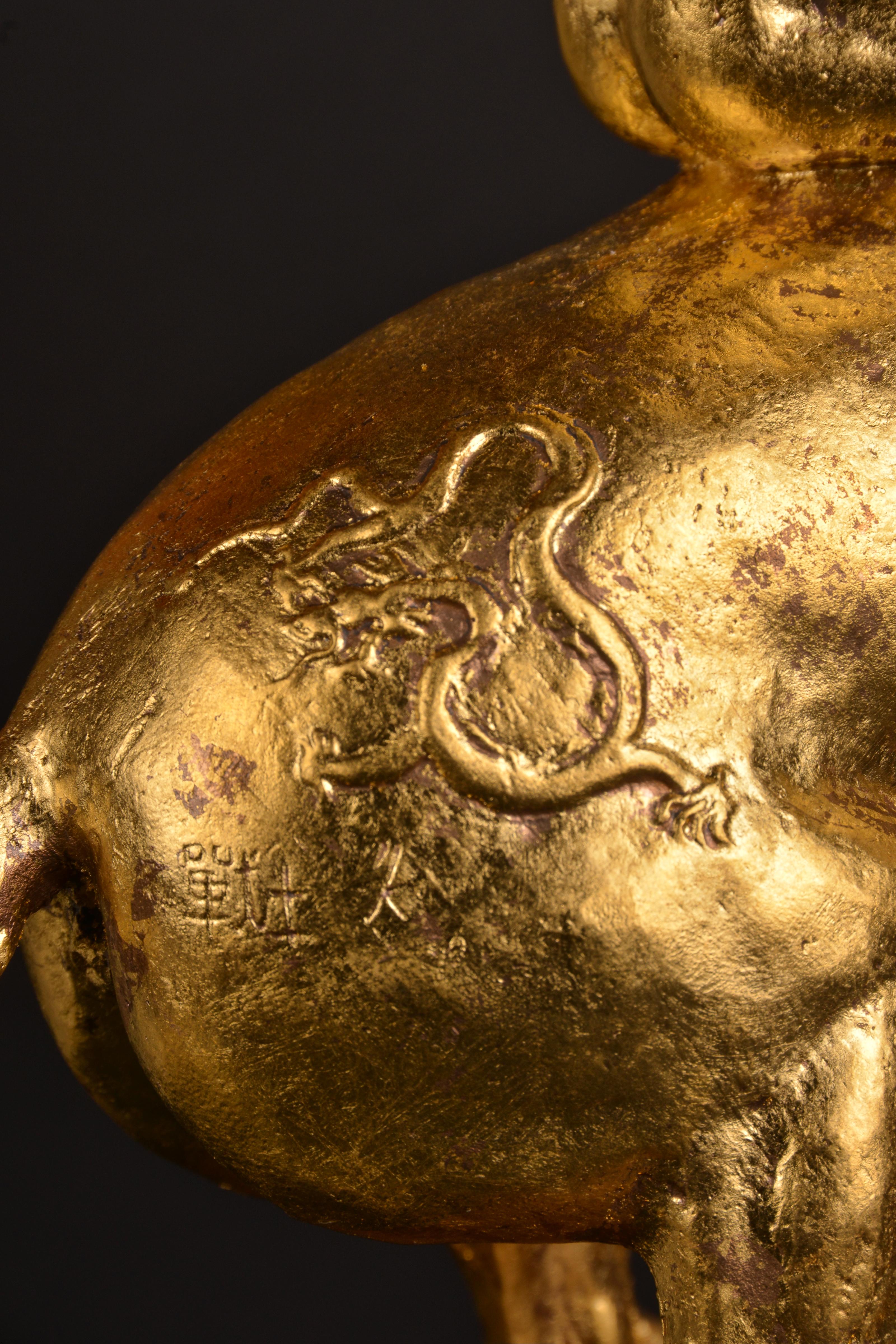 Petit modèle d'équitation en bronze à feuilles d'or 2049  en vente 1