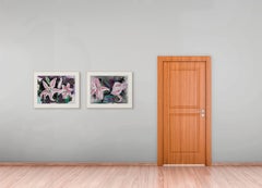 Lilies 1 – Modern Botanical Pink Lily Floral Painting on Paper, Contemporary Art