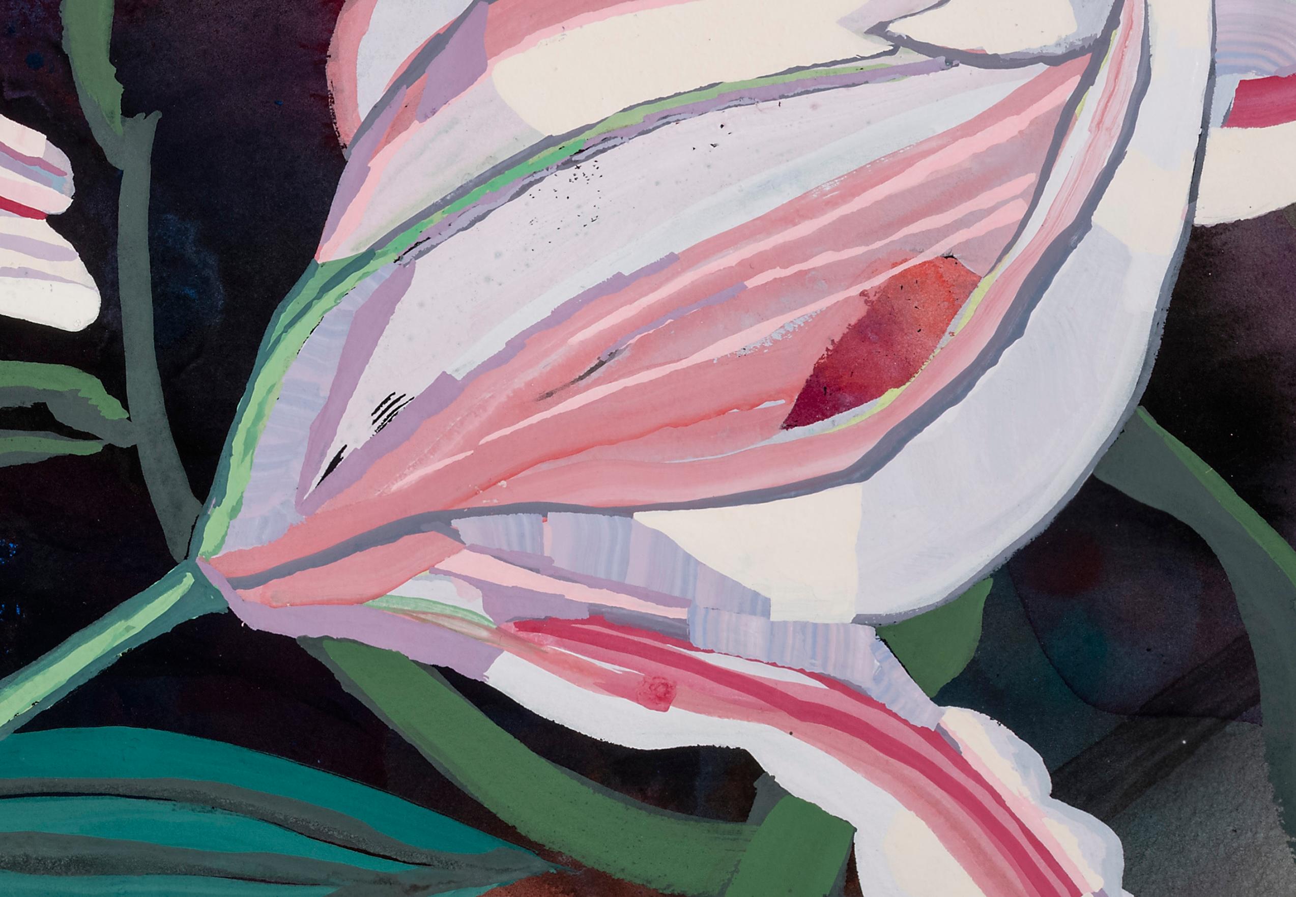 Gigli 1 - Pittura moderna botanica floreale su carta, arte contemporanea - Art Contemporaneo di Elisabeth Condon