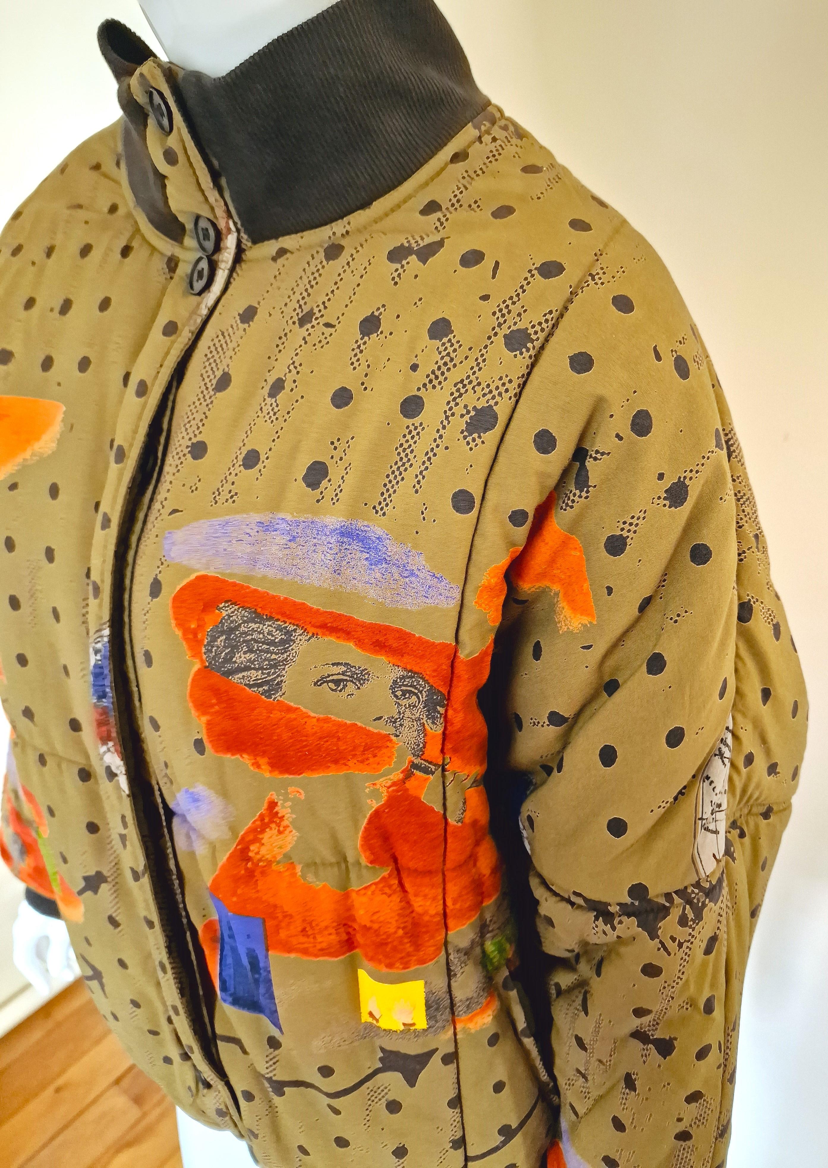 Marron Elisabeth de SENNEVILLE Bomber Cargo Vintage Couture Runway Military Jacket Coat en vente