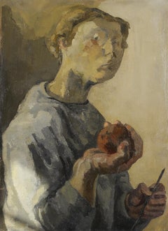 Elisabeth Dujarric de la Rivière (1930-2005) Self-portrait with apple