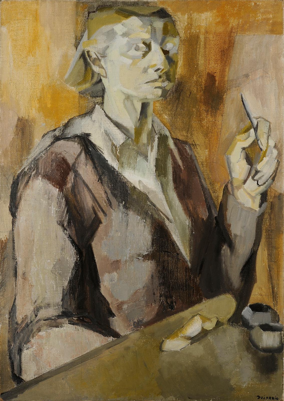 Élisabeth Dujarric de La Rivière Portrait Painting – Elisabeth Dujarric de la Rivière (1930-2005) Self-Portrait mit Farbpalette