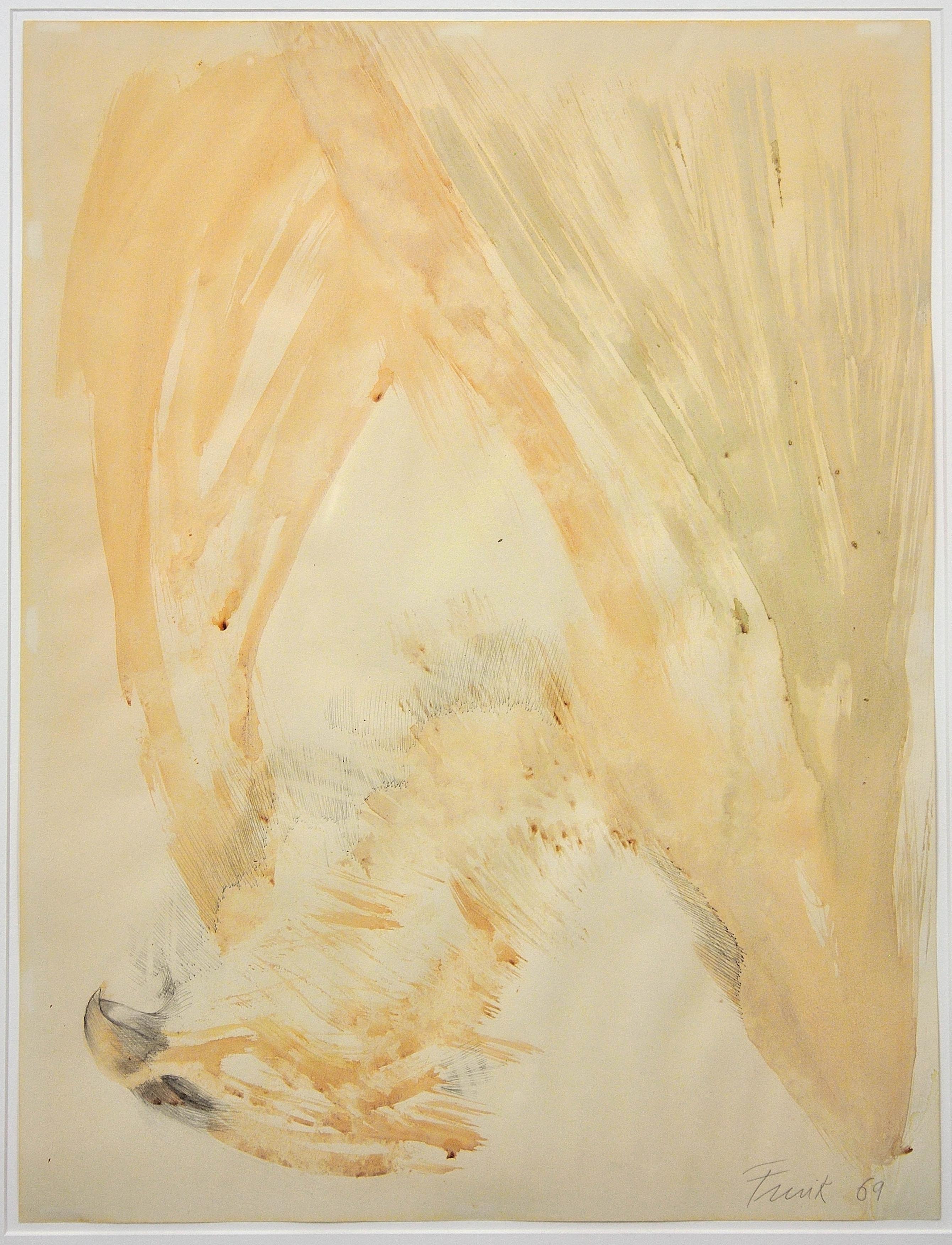 Dame Elisabeth Frink.
English ( b.1930 - d.1993 ).
Hawk, 1969.
Watercolor.
Image size 25.4 inches x 19.5 inches ( 64.5cm x 49.5cm ).
Frame size 34.4 inches x 28.1 inches ( 87.5cm x 71.5cm ).

Available for sale; this original painting is by Dame