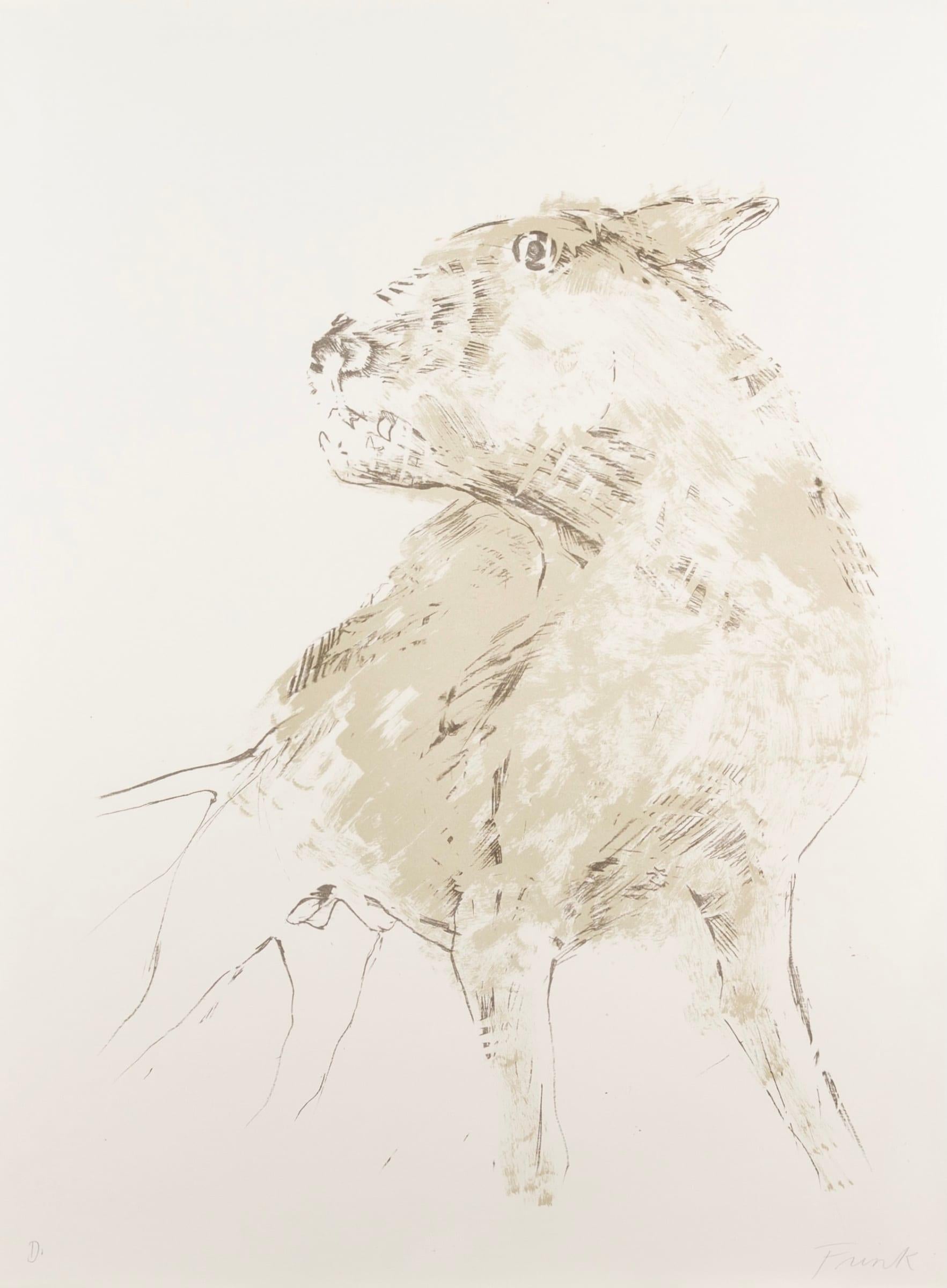 Dog, from Images by Elisabeth Frink, 1967

Additional information:
Medium: lithograph
79 x 59 cm
31 1/8 x 23 1/4 in
signed and inscribed 'D' in pencil

Dame Elisabeth Jean Frank was an English sculptor and printmaker.

 Born in Thurlow, Suffolk,
