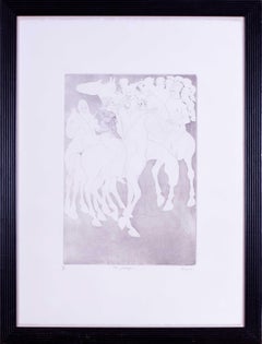 Aguatinta de Elisabeth Frink para "El prólogo de los Cuentos de Canterbury", firmada