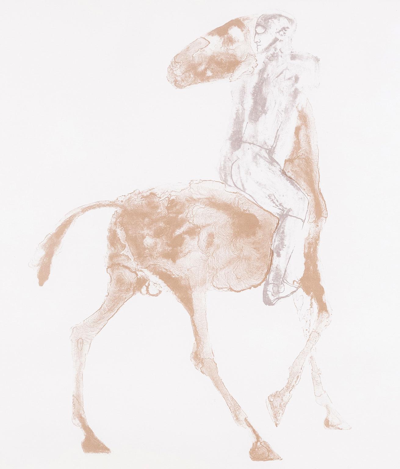 „Horse and Rider II“   1970  Lithographie des Künstlers, signiert (Nachkriegszeit), Print, von Elisabeth Frink