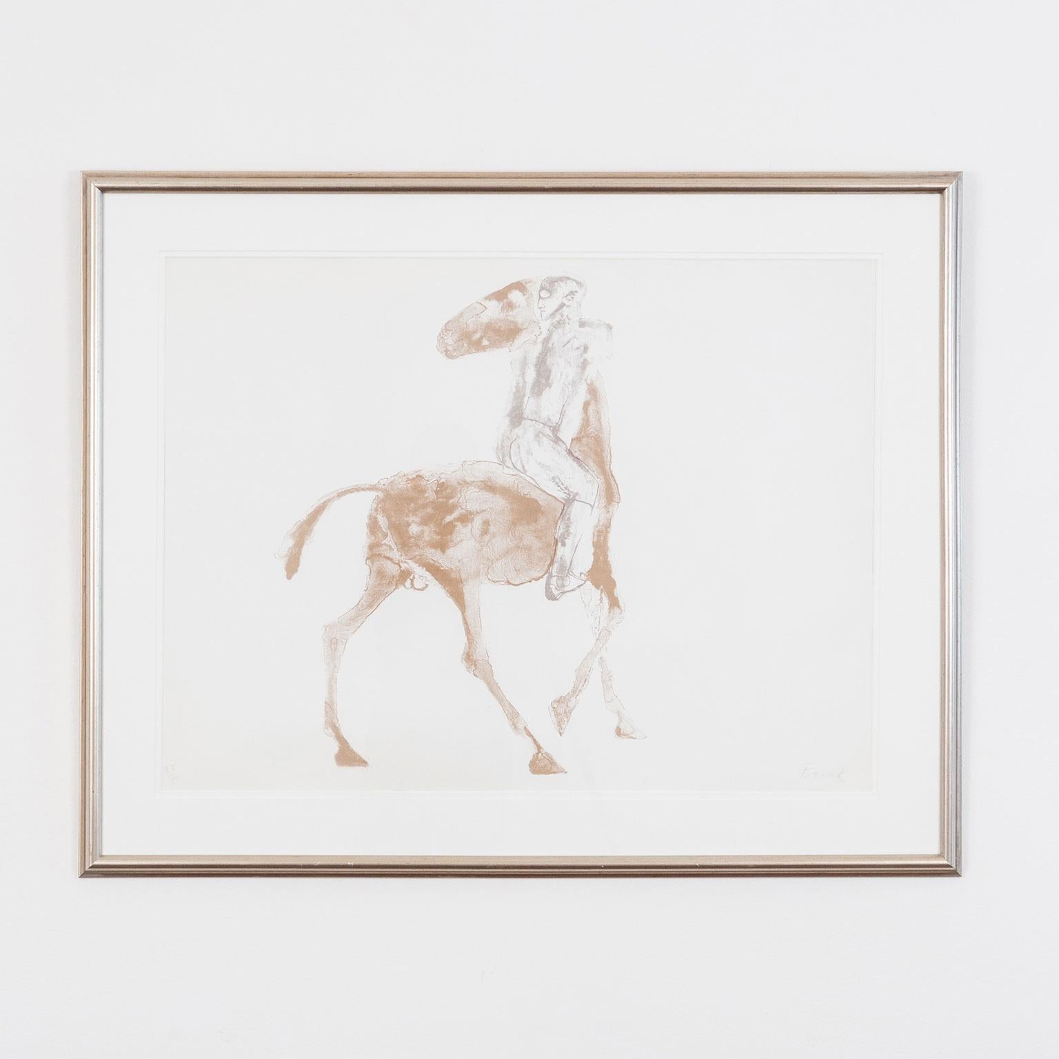 "Horse and Rider II"   1970  Lithograph, Signed by artist - Print by Elisabeth Frink
