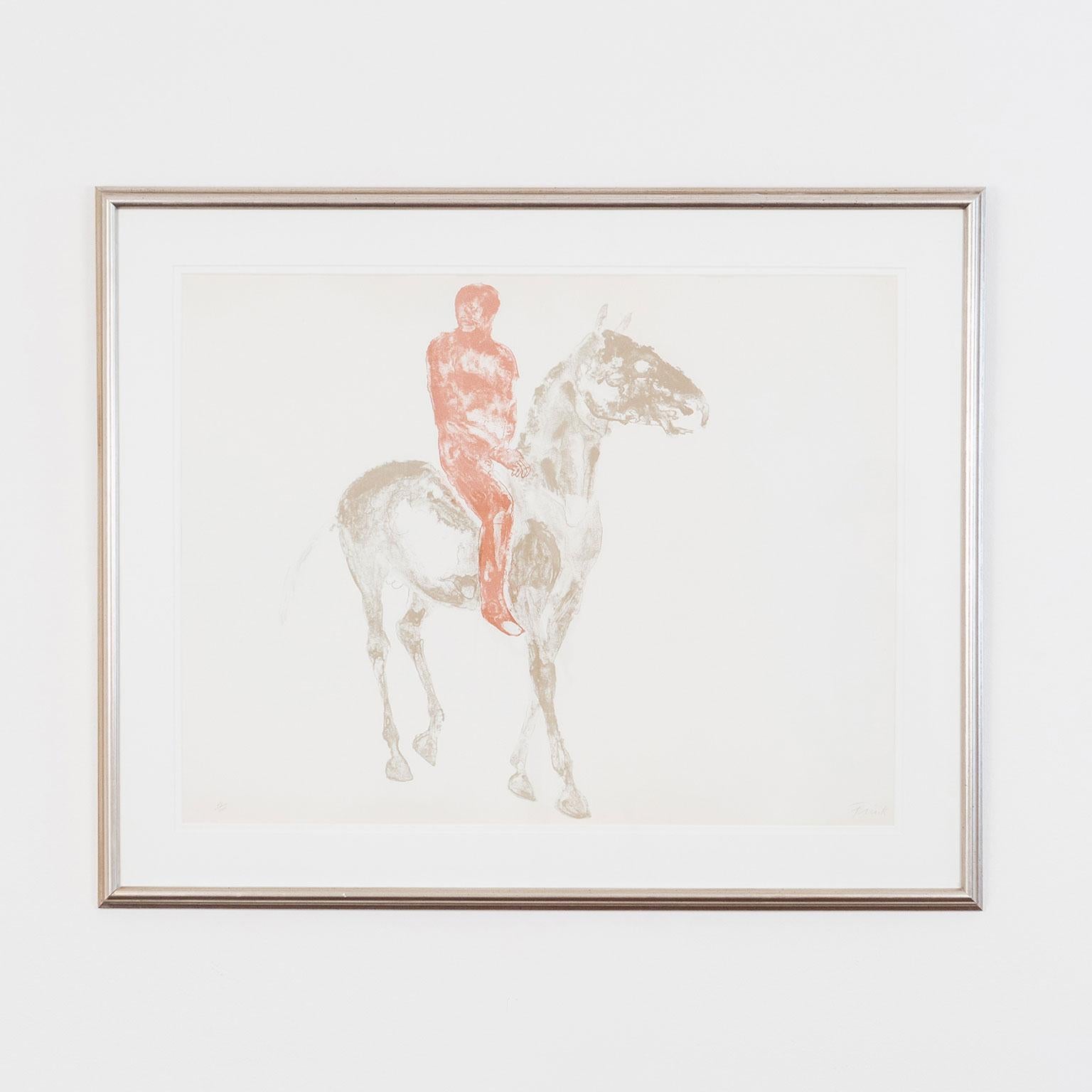 "Horse and Rider III"   1970  Lithograph  Signed and numbered by artist - Print by Elisabeth Frink