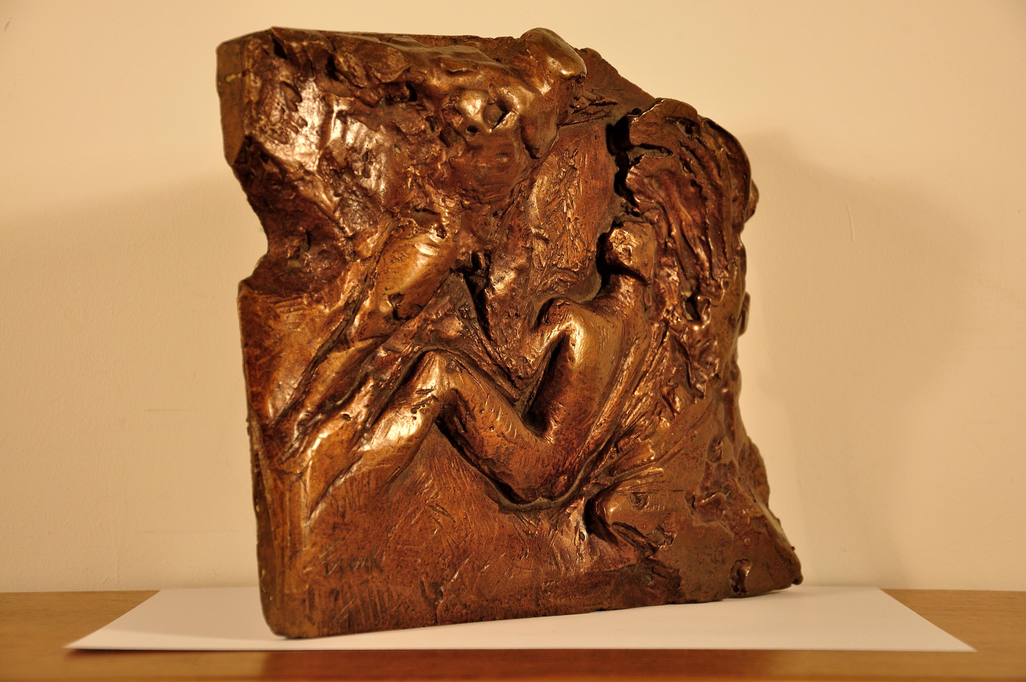 Dame Elisabeth Frink. Bronze Maquette for Man and Eagle in Relief.Numbered 1/7.  For Sale 9
