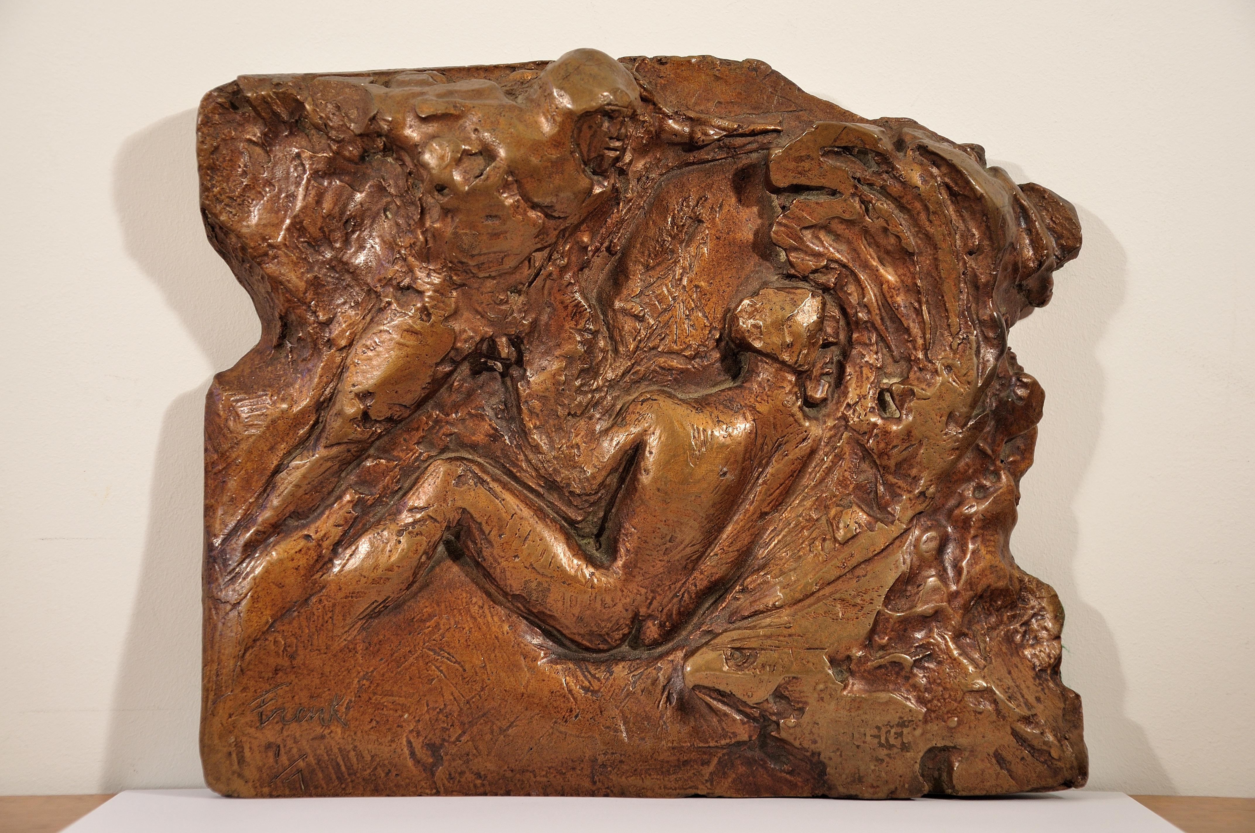 Dame Elisabeth Frink. Bronze Maquette for Man and Eagle in Relief.Numbered 1/7.  For Sale 2