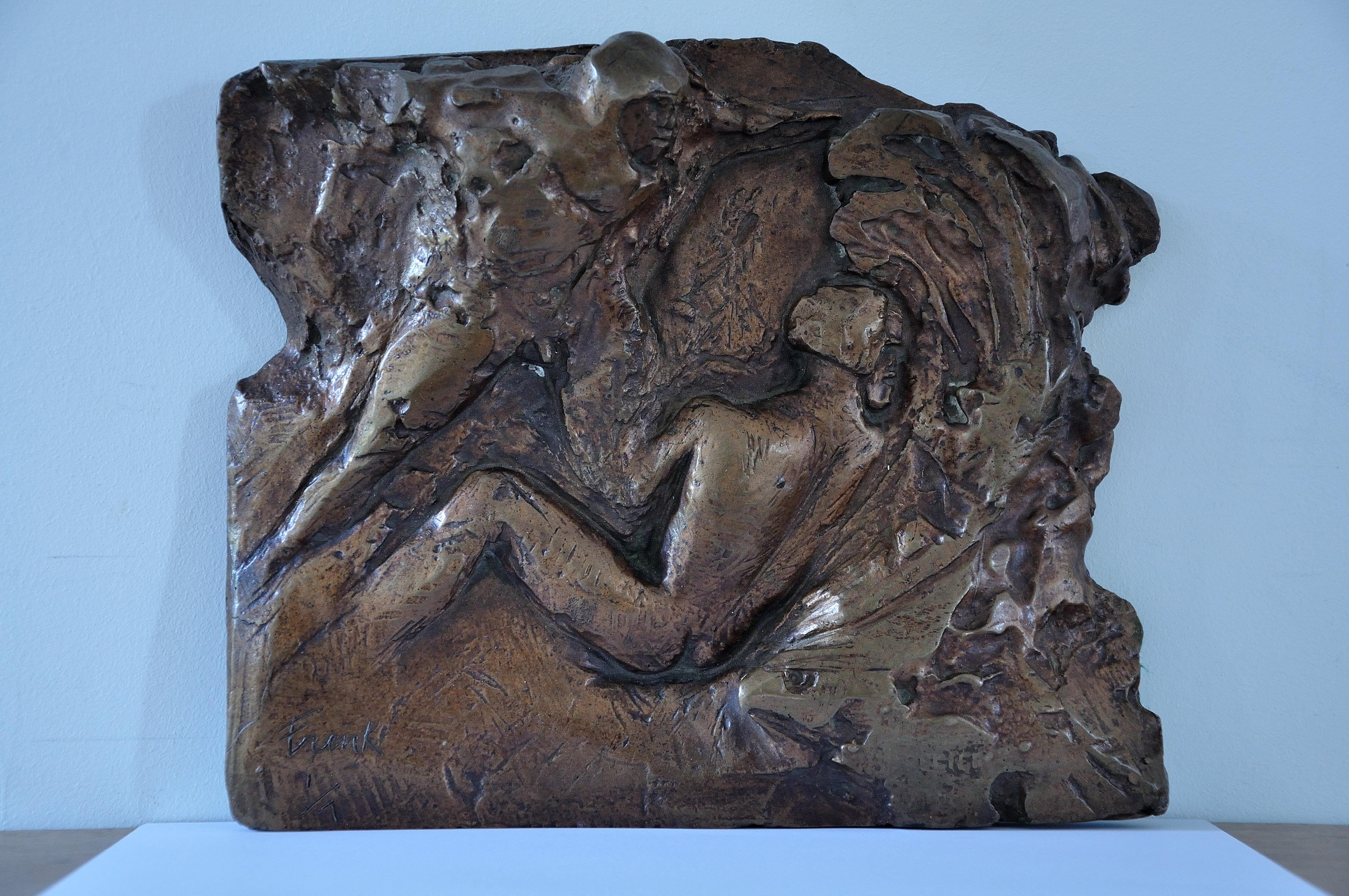 Dame Elisabeth Frink. Bronze Maquette for Man and Eagle in Relief.Numbered 1/7.  For Sale 4