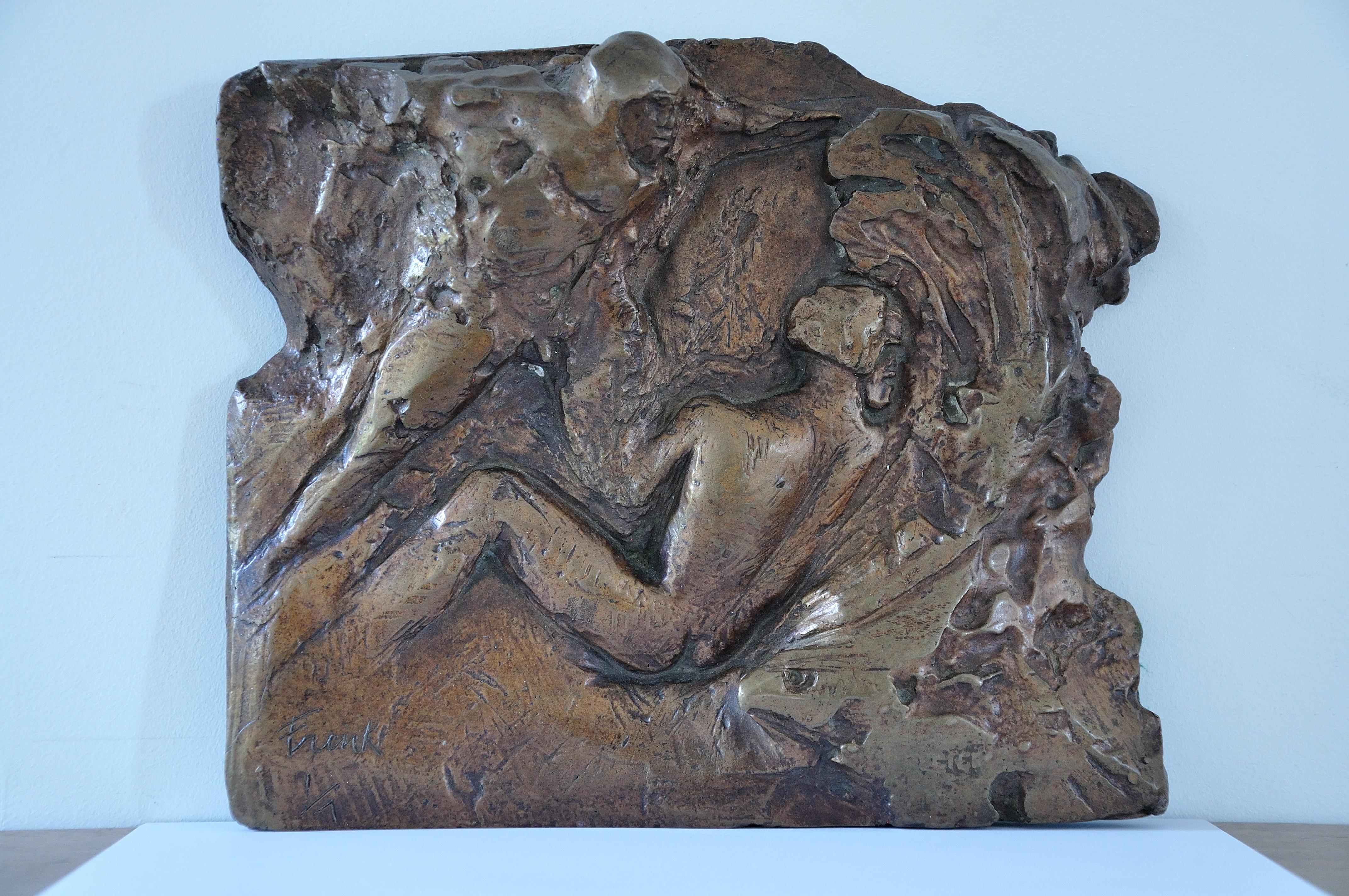 Dame Elisabeth Frink. Bronze Maquette for Man and Eagle in Relief.Numbered 1/7.  For Sale 5