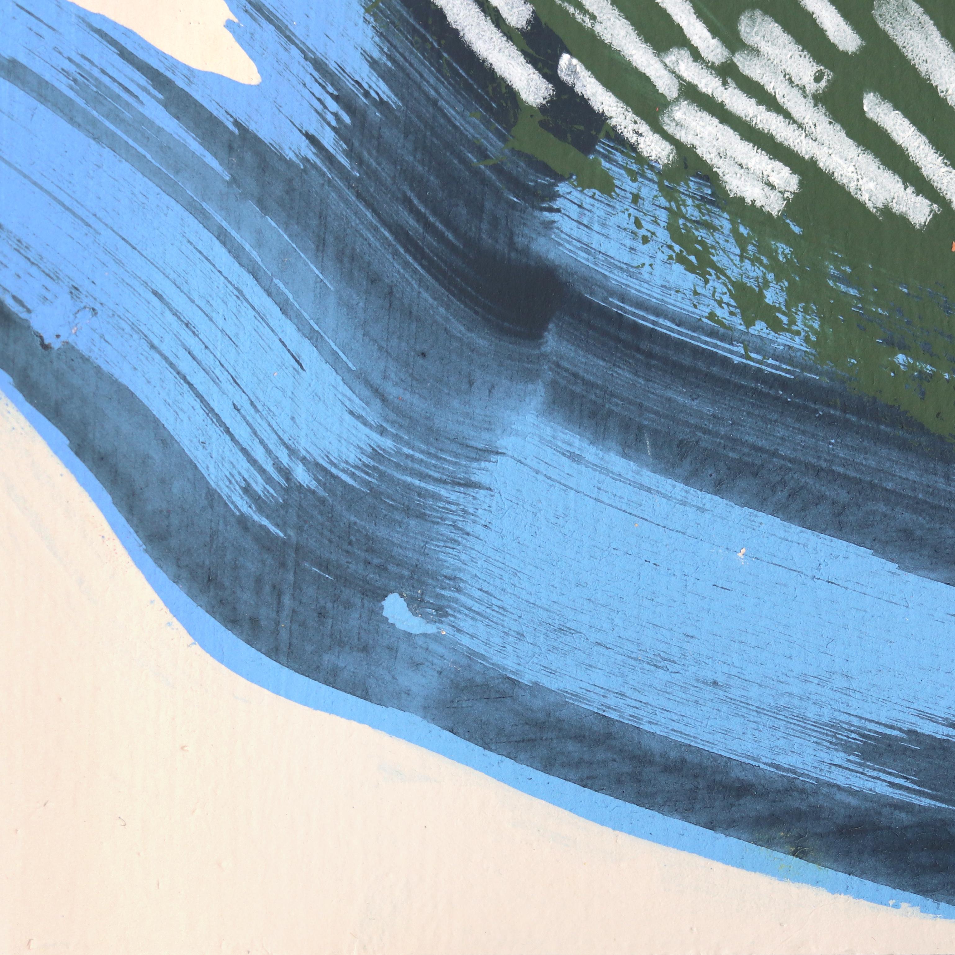 Abstracto azul - Pintura original expresiva y colorida en técnica mixta sobre papel - Painting Contemporáneo de Elisabeth Grace