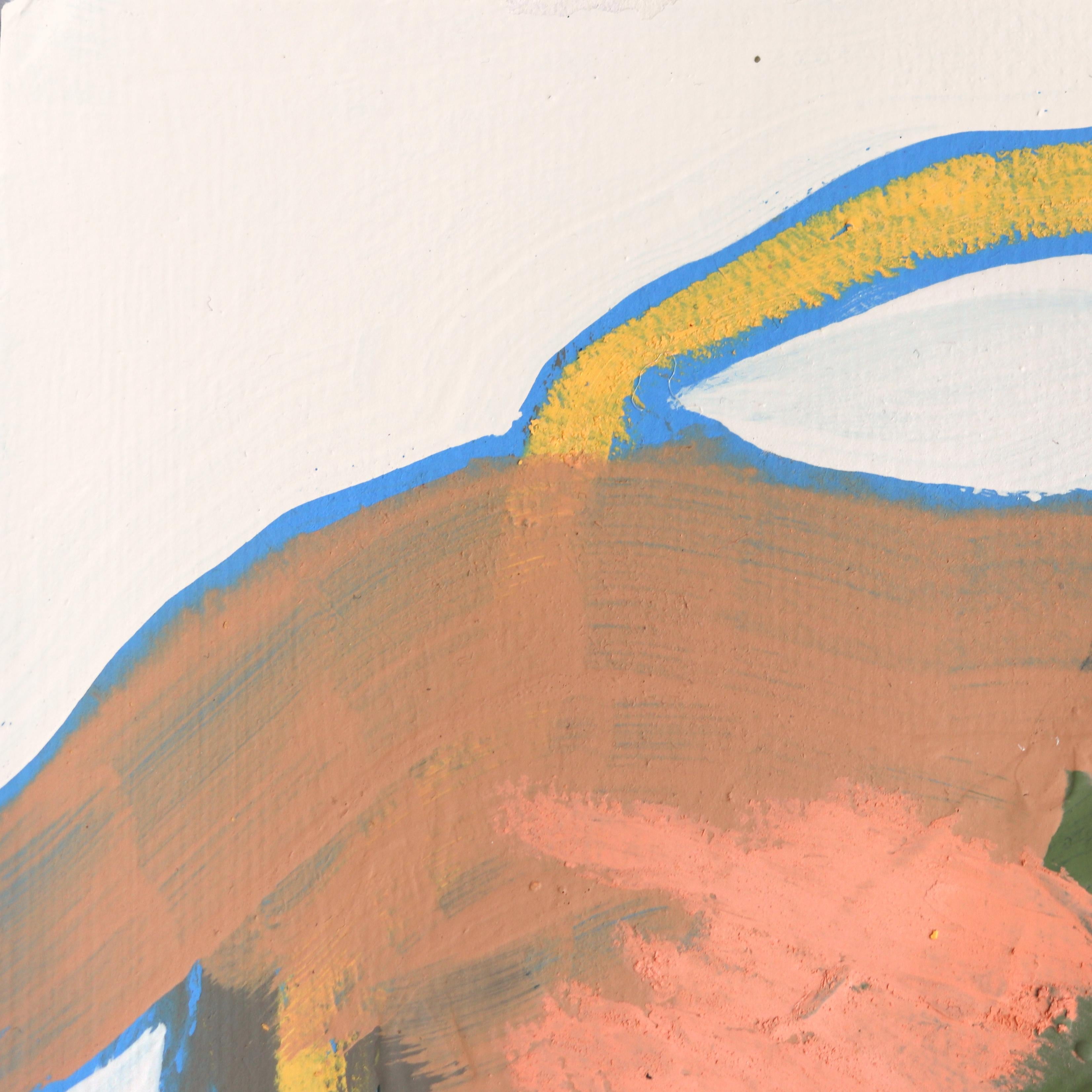 Abstracto azul - Pintura original expresiva y colorida en técnica mixta sobre papel - Abstract Painting Beige de Elisabeth Grace