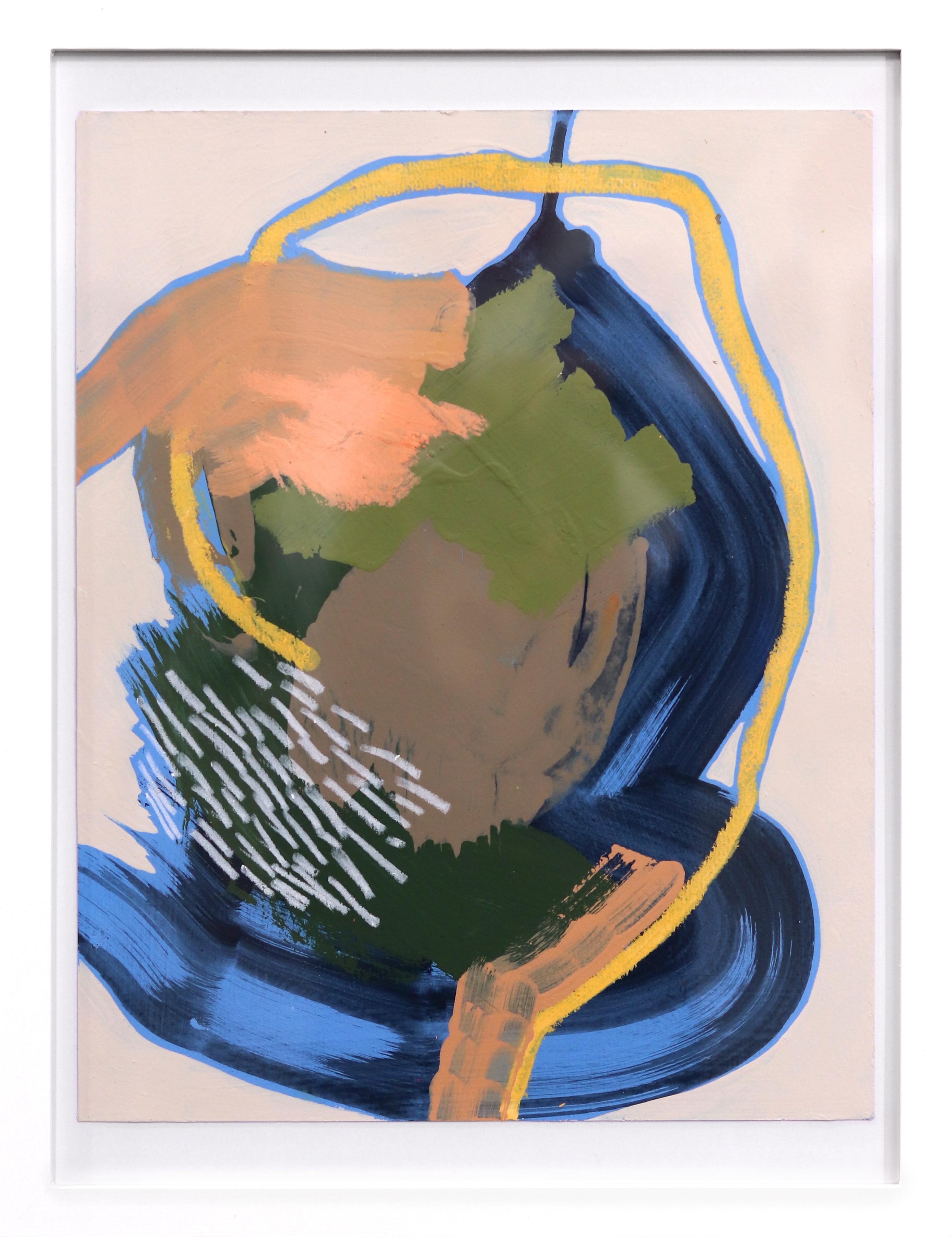 Abstrait bleu - Peinture originale expressive et colorée sur papier