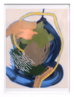 Abstracto azul - Pintura original expresiva y colorida en técnica mixta sobre papel