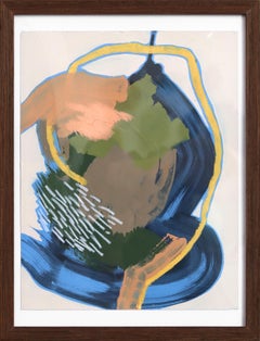 Abstracto azul - Pintura original expresiva y colorida en técnica mixta sobre papel