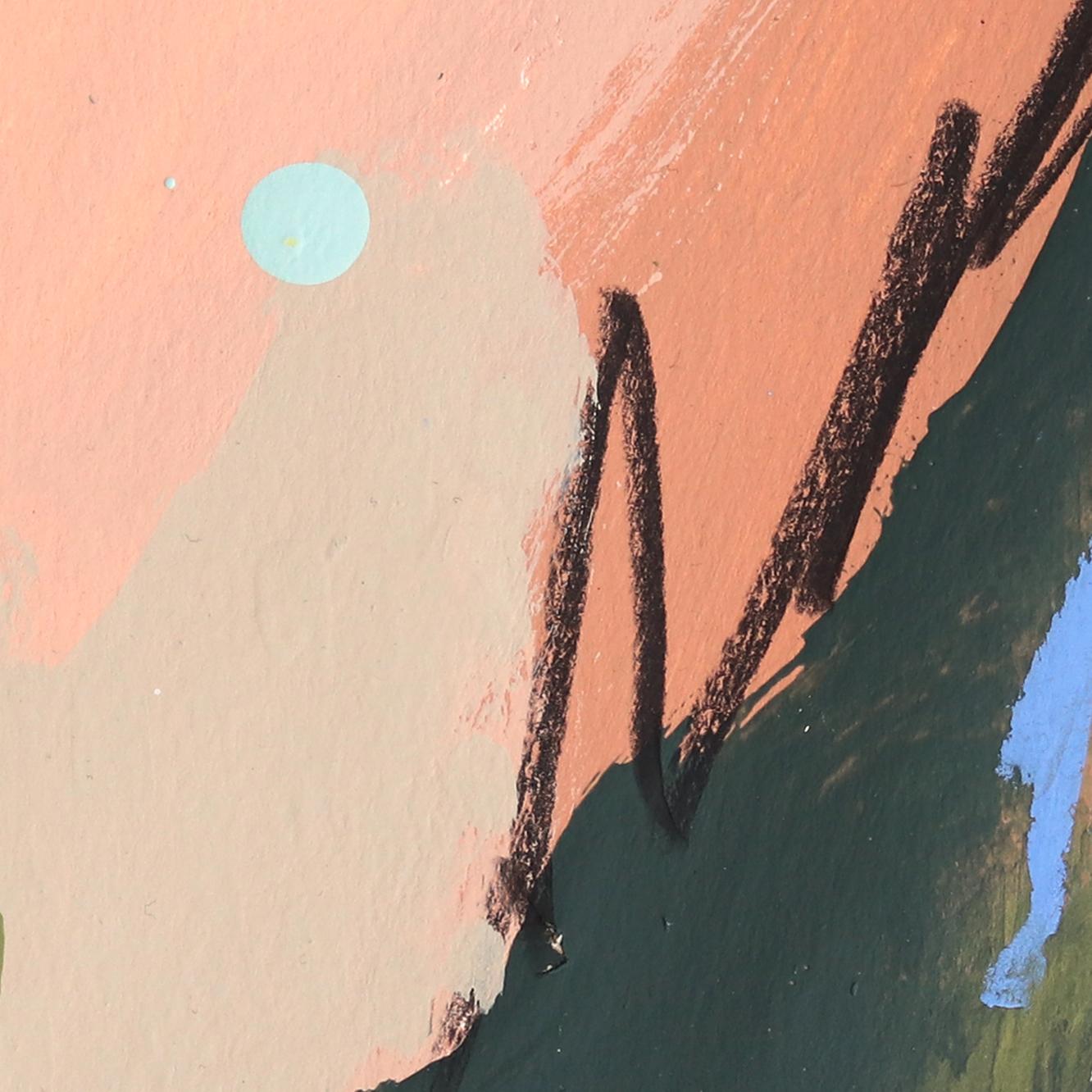 Desert Oasis 2 - Peinture originale abstraite et colorée de paysage occidental sur papier en vente 2