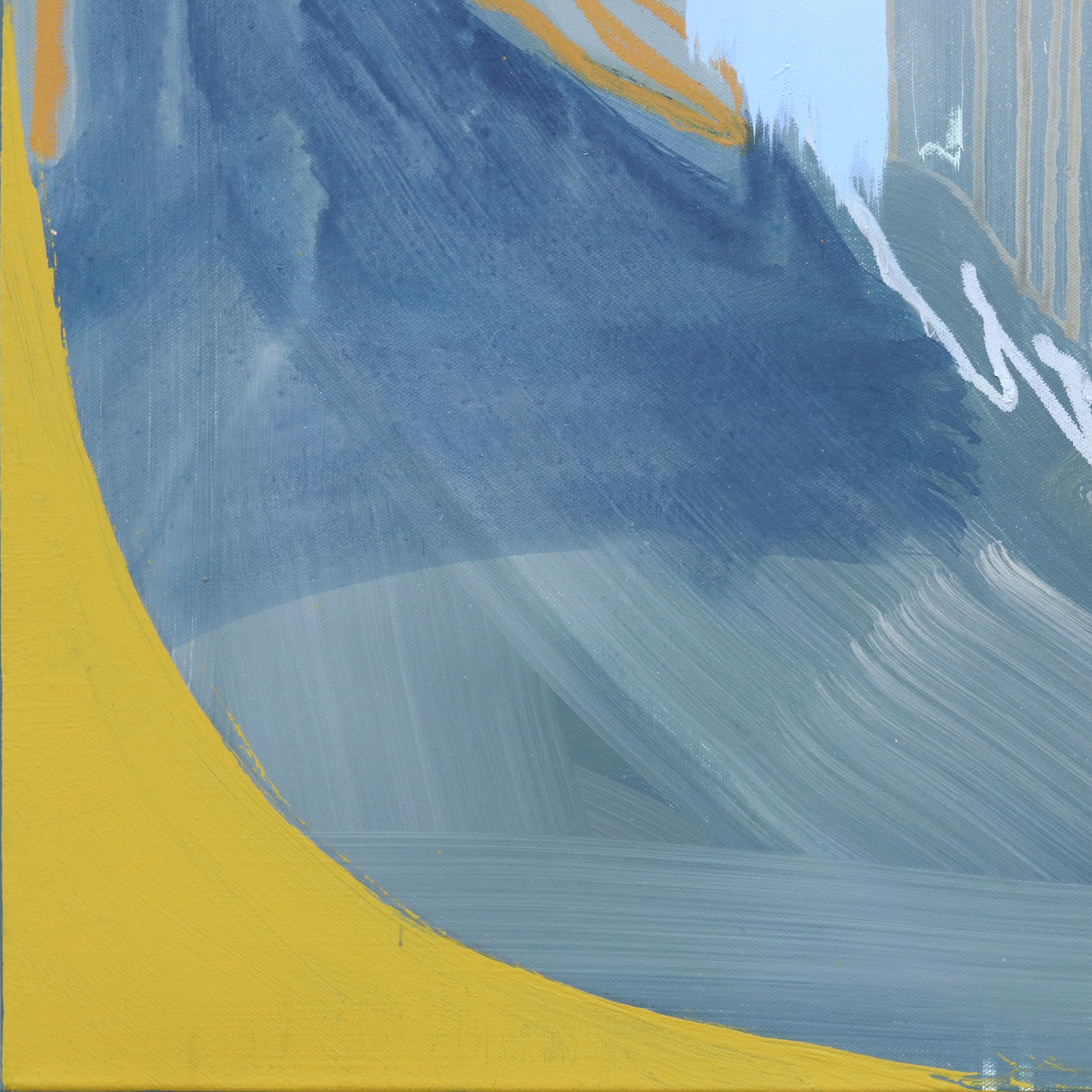 Liquify - Pittura originale astratta morbida su tela di colore blu in vendita 2