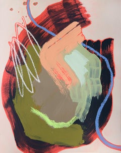 Abstracto rosa - Pintura original expresiva y colorida en técnica mixta sobre papel