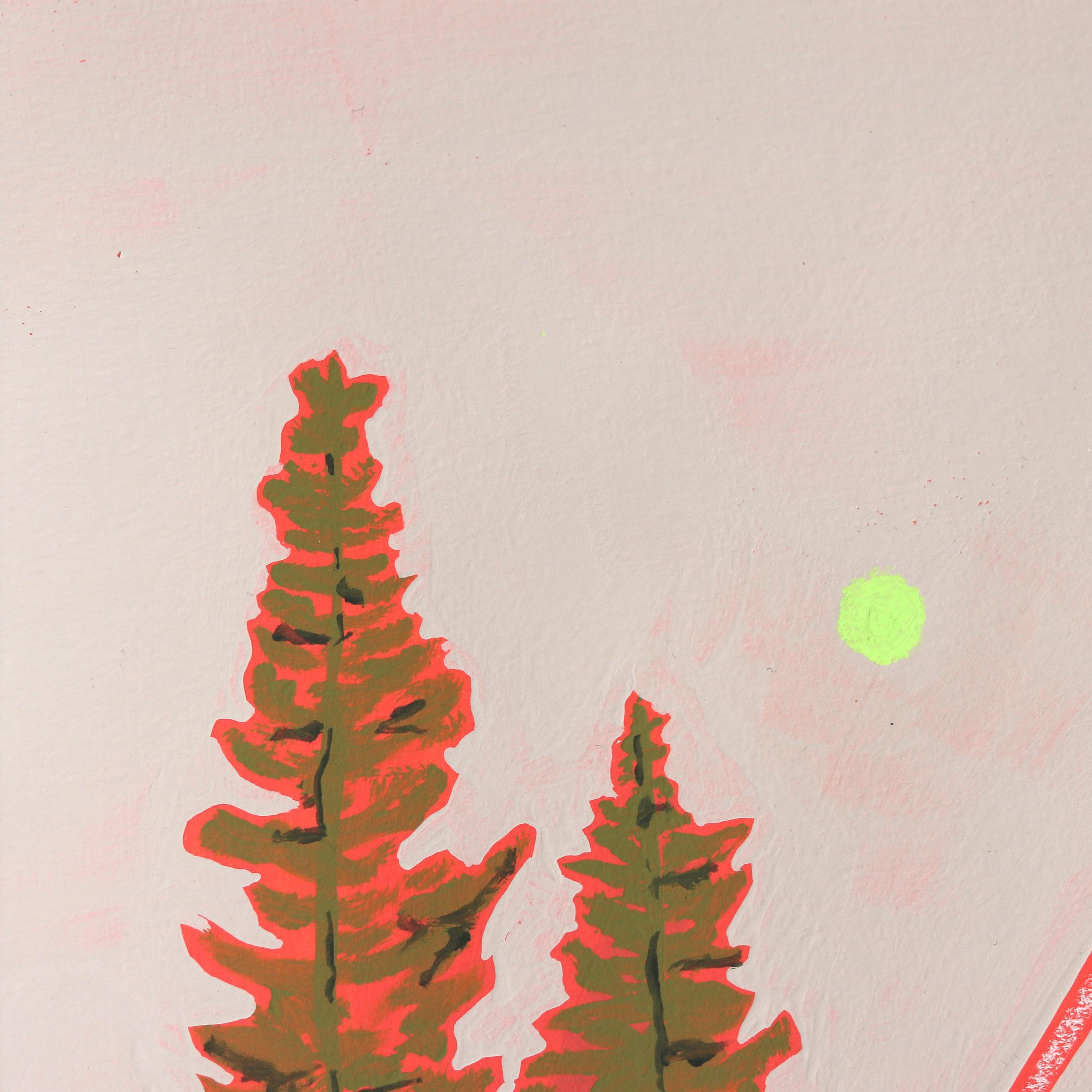 Evergreens - Abstrait coloré Peinture originale de paysage de nature sur papier - Contemporain Painting par Elisabeth Grace
