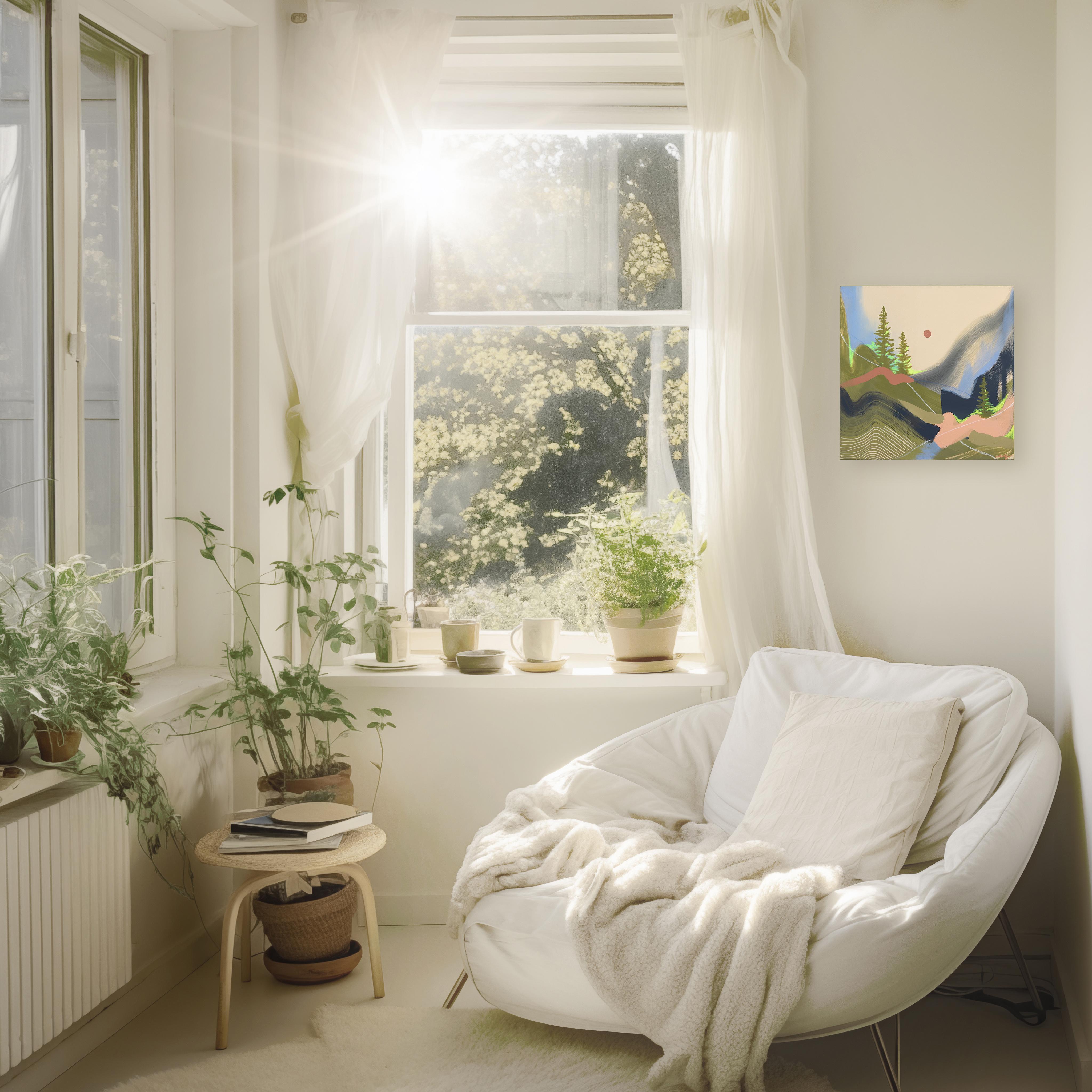 Valley Neon Valley - Peinture de paysage originale colorée abstraite sur toile en vente 1