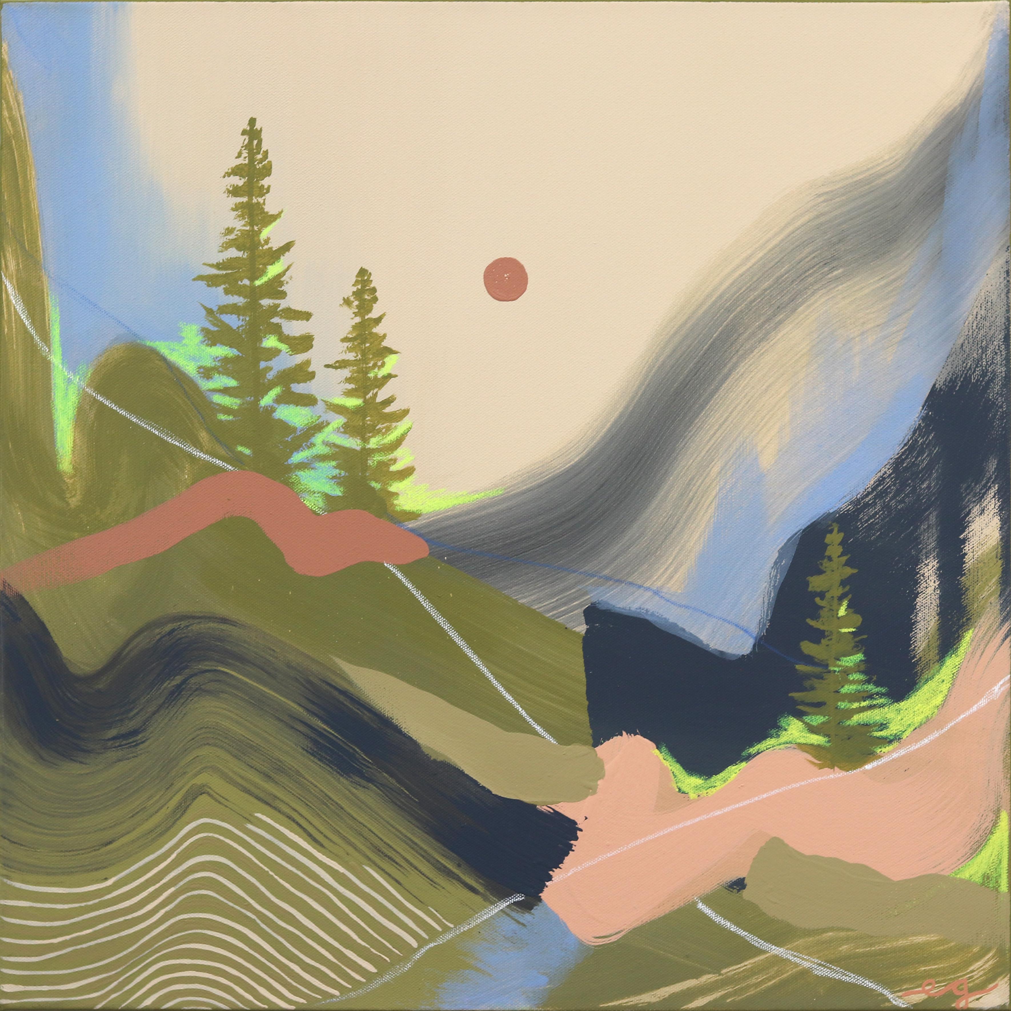 Neon Valley - Abstract Colorful Original Landscape Painting on Canvas