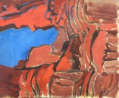 Peinture à l'huile moderniste allemande du 20e siècle Composition abstraite sur toile