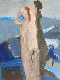 Siglo XX Pintura al óleo modernista alemana Figuras abstractas