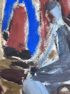 20th Century German Modernist Oil Painting Abstract Figures
