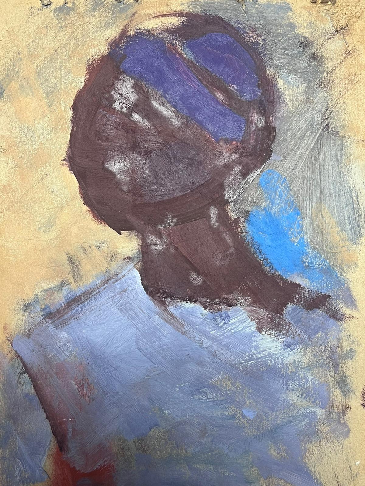 Peinture à l'huile moderniste allemande du 20e siècle, modèle africain violet  - Painting de Elisabeth Hahn