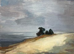 20th Century German Modernist Oil Painting - Beach Cliff Over Sea