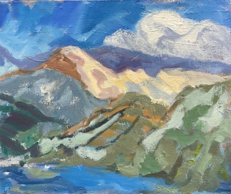 Elisabeth Hahn Landscape Painting - 20th Century German Modernist Oil Painting Beautiful Lake Landscape Summer Color