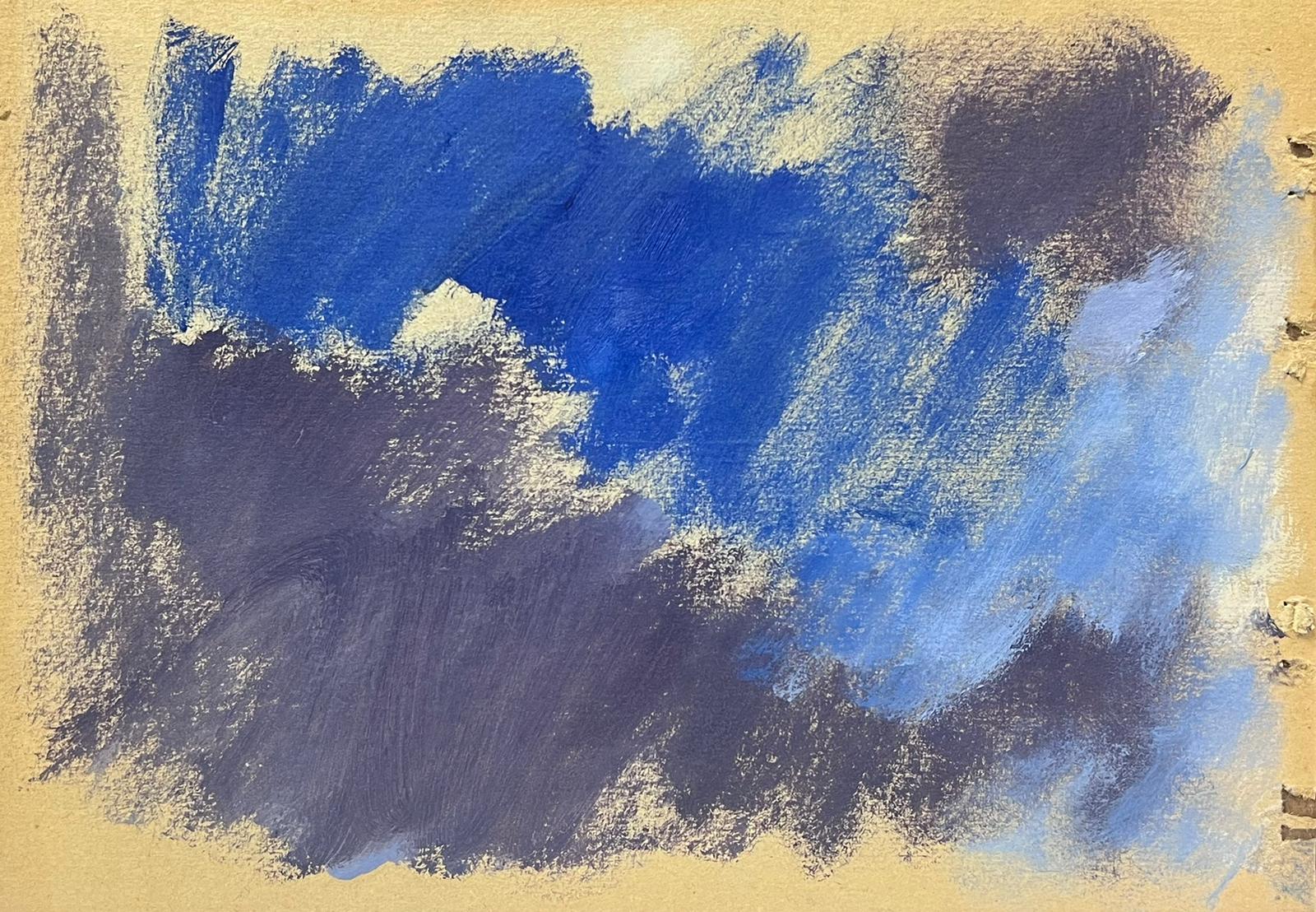 Elisabeth Hahn Abstract Painting – Deutsche modernistisches Ölgemälde des 20. Jahrhunderts, Blaues und graues Himmelslandschaftsbild