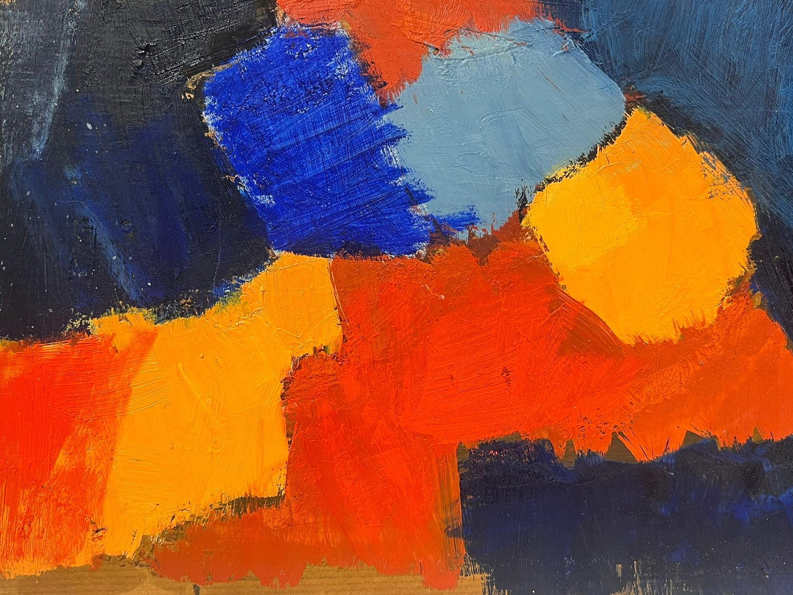 20th Century German Modernist Oil Painting Blue Orange and Yellow Abstract For Sale 1