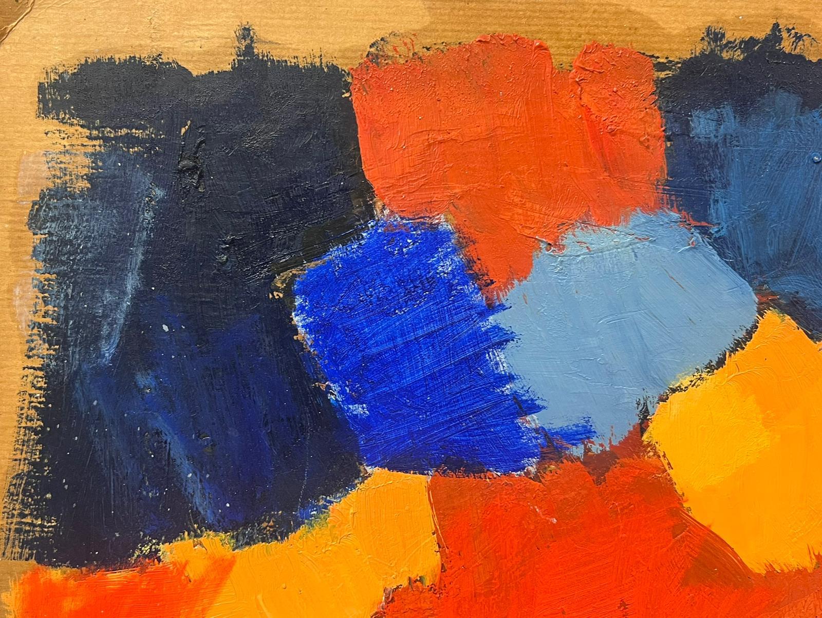 20th Century German Modernist Oil Painting Blue Orange and Yellow Abstract For Sale 2