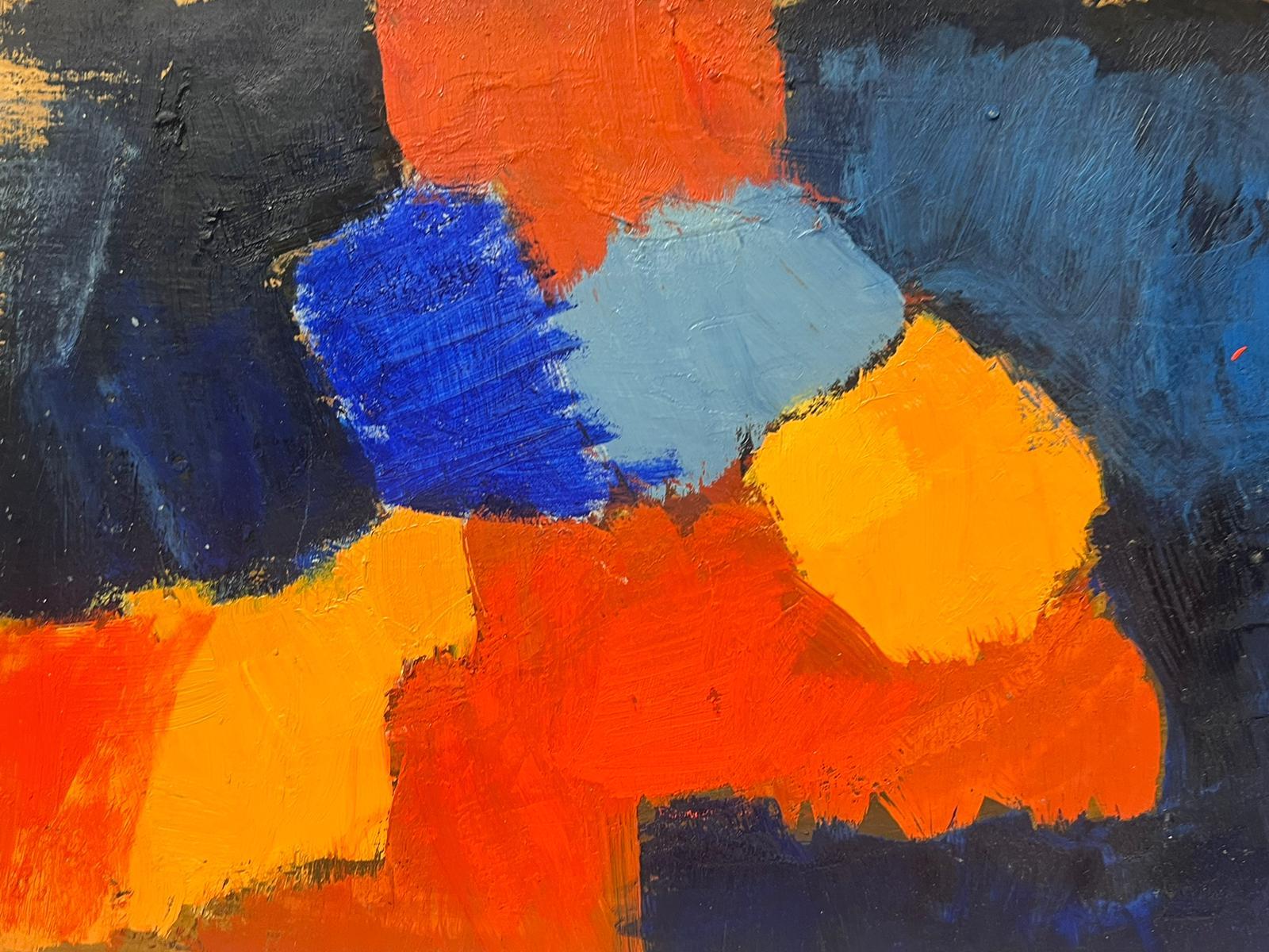 20th Century German Modernist Oil Painting Blue Orange and Yellow Abstract For Sale 3