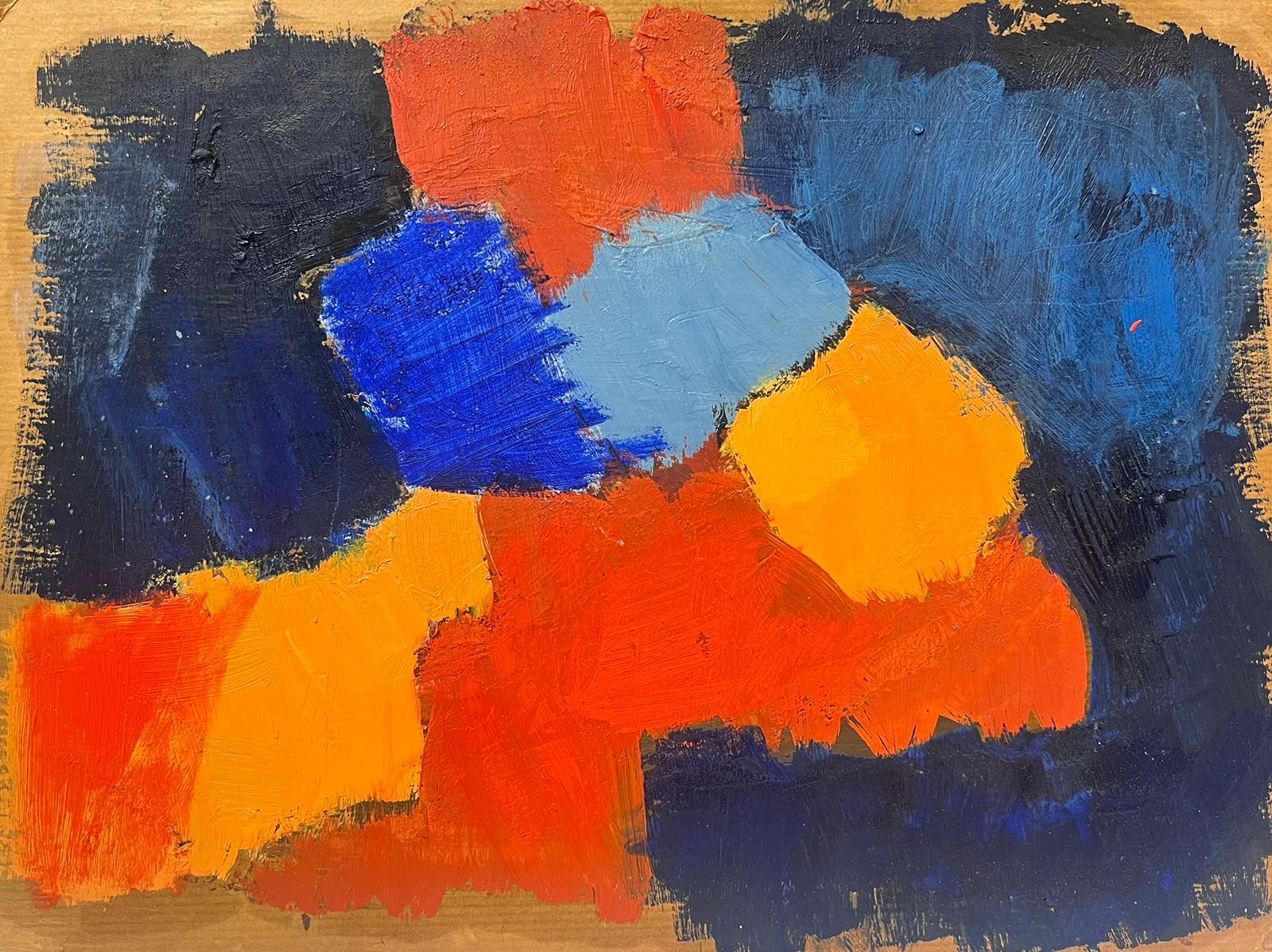 Elisabeth Hahn Abstract Painting - 20th Century German Modernist Oil Painting Blue Orange and Yellow Abstract