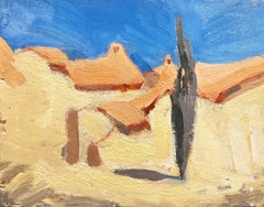20th Century German Modernist Oil Painting - Blue Skies Over Town
