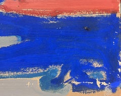 20th Century German Modernist Oil Painting Bright Blue Sea Landscape