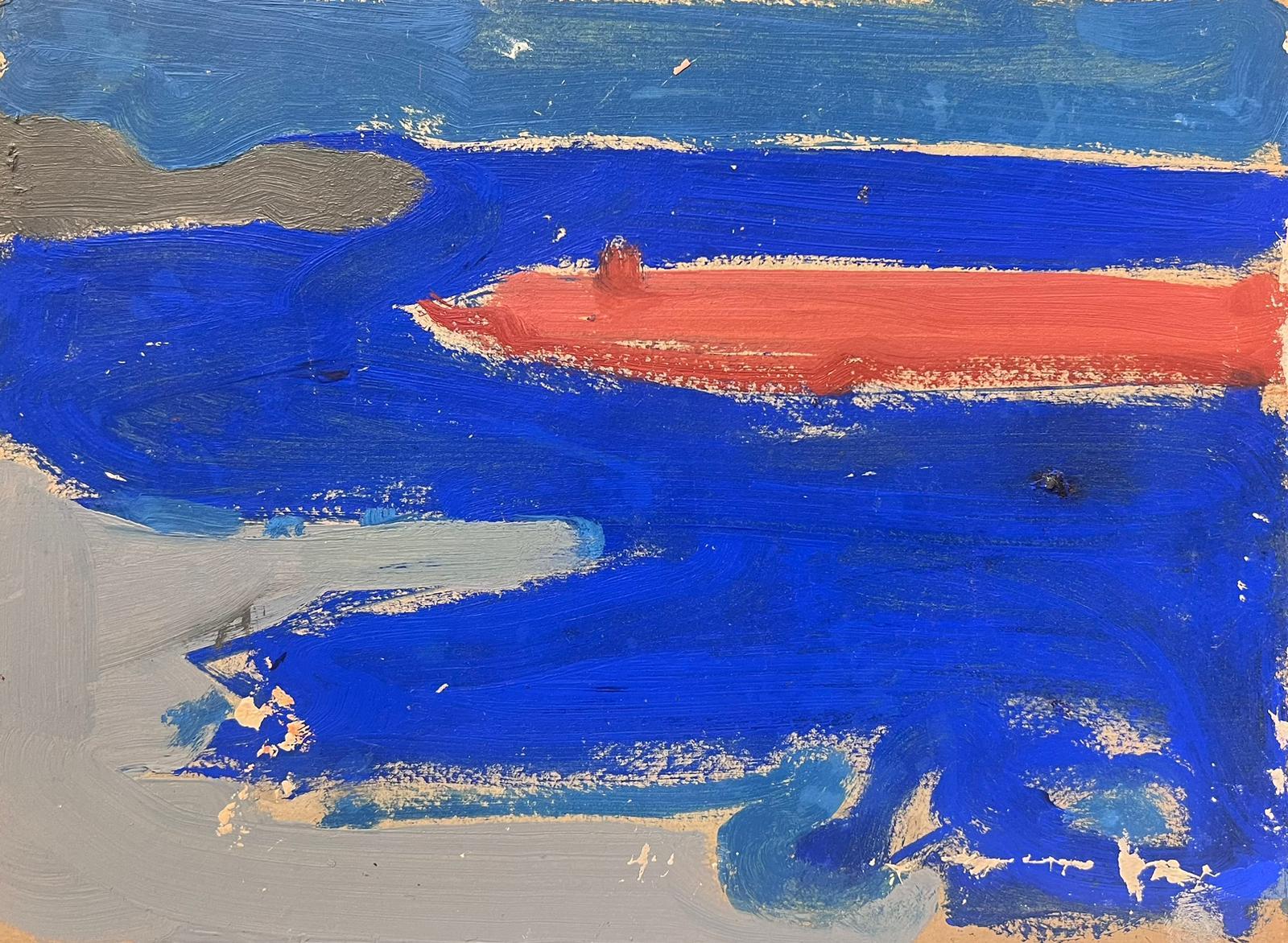 Elisabeth Hahn Abstract Painting - 20th Century German Modernist Oil Painting Bright Blue Sea Landscape