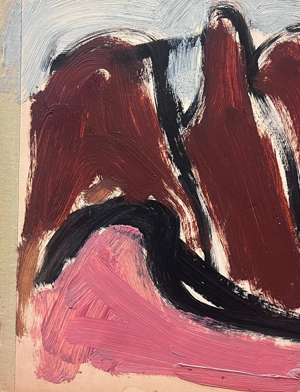 Peinture à l'huile moderniste allemande du 20e siècle, collines brunes et roses - Moderne Painting par Elisabeth Hahn