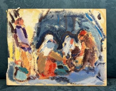 20th Century German Modernist Oil Painting - Busy Figures