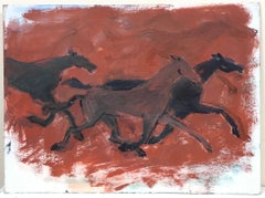 Peinture à l'huile moderniste allemande du XXe siècle - Chevaux cabrés